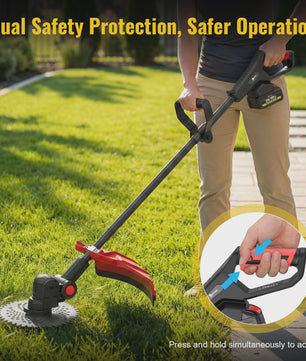 Krachtige Accu Grastrimmer 21V - 2000W Snoerloze Bosmaaier met 2x 4000mAh Accu's & Wielondersteuning