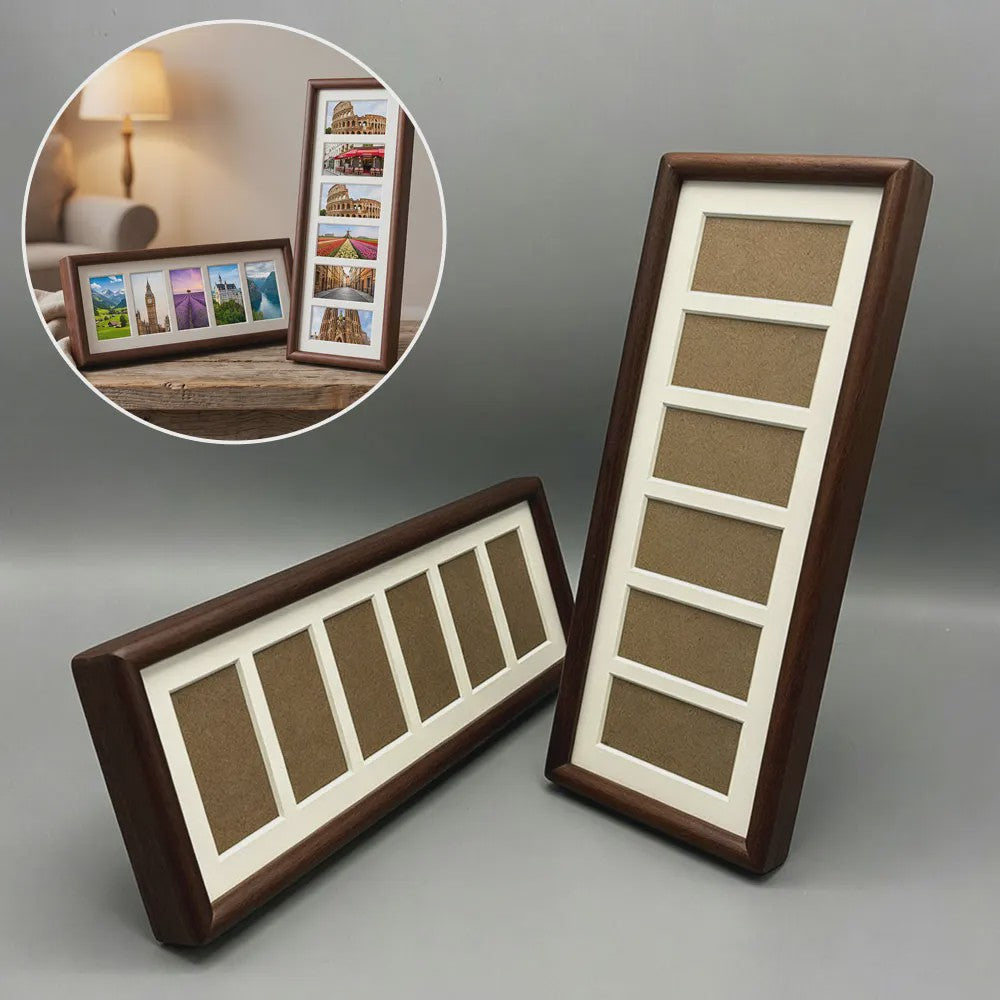 Houten Fotolijst met Filmstrip Design - 6 Vakken voor Instax Foto's