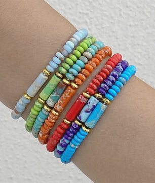 Natuurstenen Kralen Armbanden - Picasso Jasper & Zee Sediment Turquoise