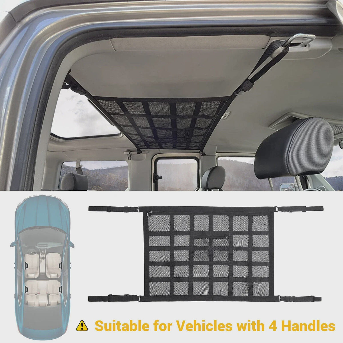 Universele Dak Opbergnet voor Auto - 90x65cm - Anti-doorzakken - Organiseer Bagage in SUV/Van