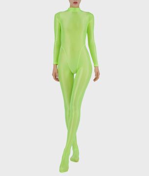 Dames Full Body Jumpsuit met Voetjes - Lange Mouwen, Strakke Sport Bodysuit voor Yoga & Gym