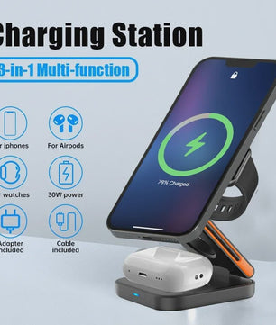 3-in-1 Magnetische Oplaadstation voor iPhone, Apple Watch & AirPods - Opvouwbaar