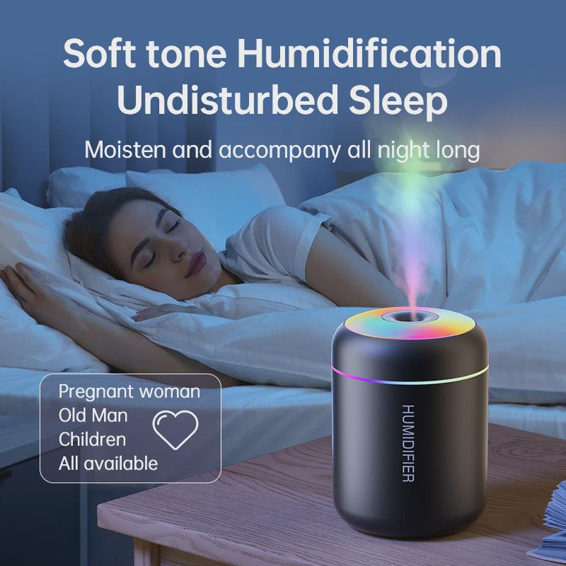 180ML Mini Luchtbevochtiger USB Aroma Diffuser met Kleurrijke Verlichting voor Auto, Huis & Slaapkamer