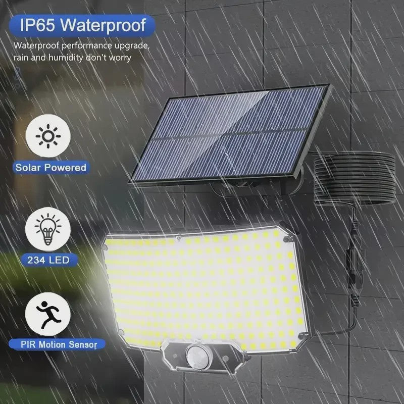 234 LED Solar Wandlamp met Bewegingssensor - Waterdicht IP65, Split Design voor Buiten en Garage