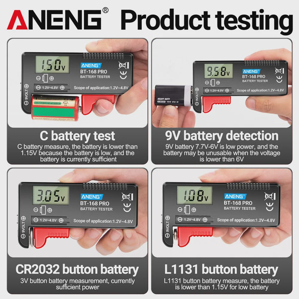 ANENG BT-168 PRO Digitale Batterij Tester - Universeel & Compact