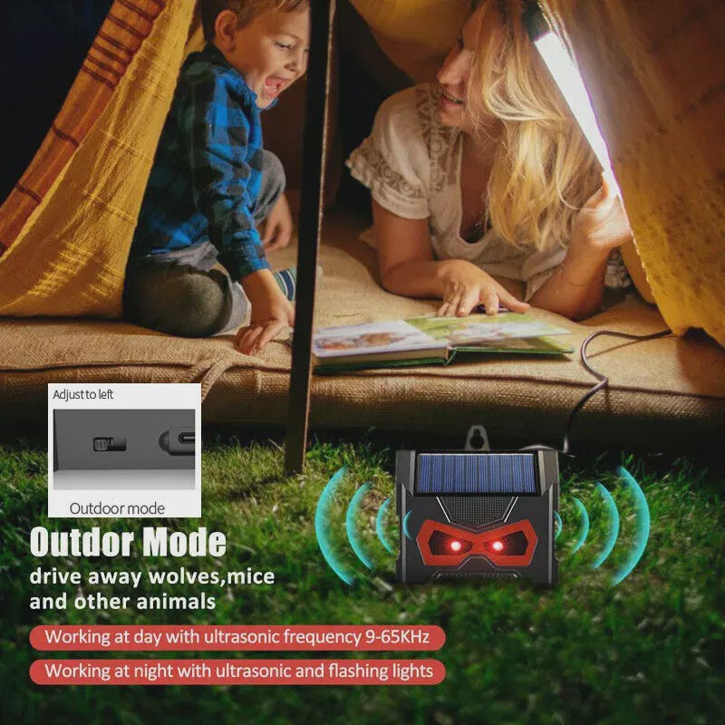 Solar Dier Afweerder met Ultrasone Geluid & LED Licht - Verjaagt Ongedierte uit Tuin & Huis