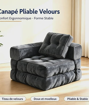 Opvouwbare Corduroy Sofa Bed met Geheugen Spons - Multifunctioneel en Comfortabel