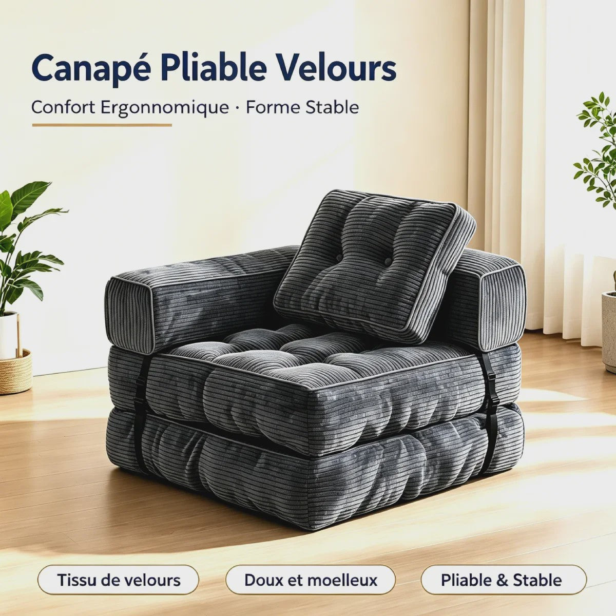 Opvouwbare Corduroy Sofa Bed met Geheugen Spons - Multifunctioneel en Comfortabel