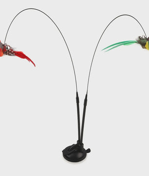 Interactieve Katten Speelstok met Dubbele Vogel en Sterke Zuignap