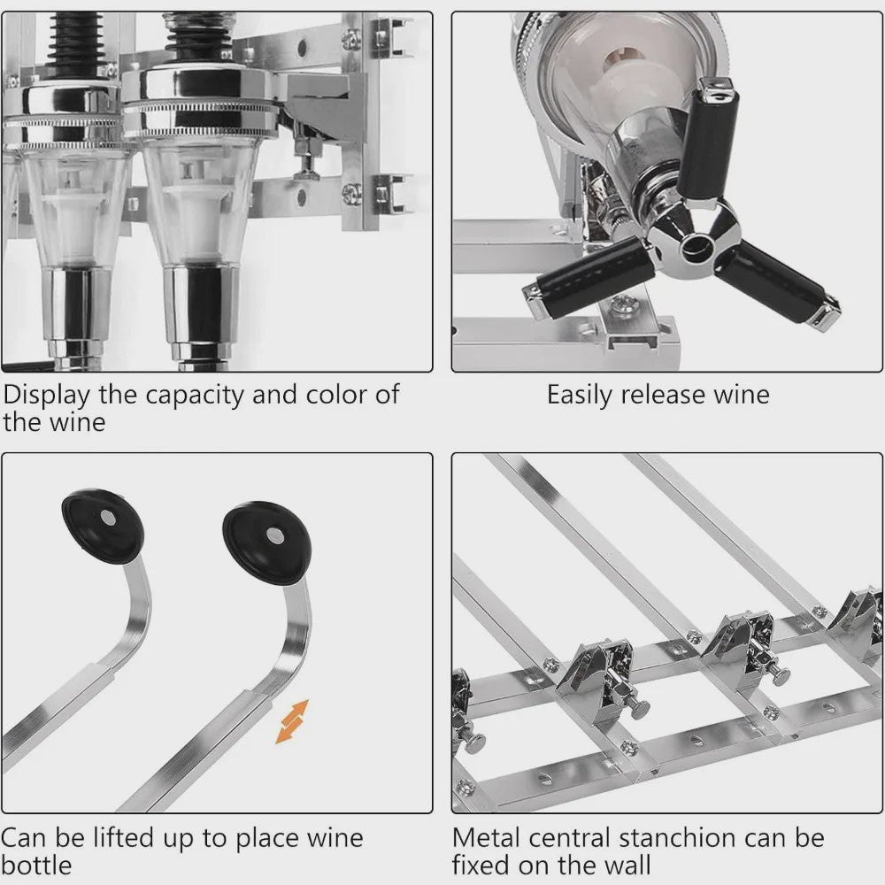Wandmontage Drankdispenser voor 4 Flessen - Bar Accessoire