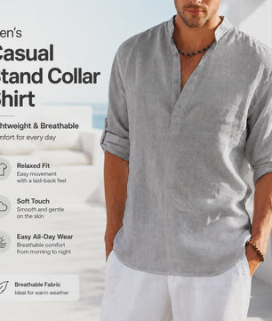 Heren Linnen Blouse Casual Lange Mouw - Comfortabele Vrijetijdstop