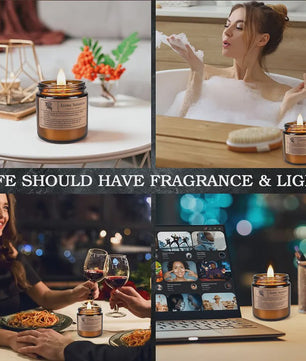 Aromatherapie Kaars in Bruin Glazen Pot - Geurkaars voor Huisdecoratie & Cadeau
