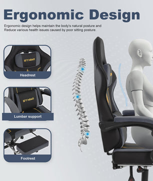 Ergonomische Gaming Stoel met Latex Kussen, Voetensteun & 130kg Capaciteit - Race Stijl