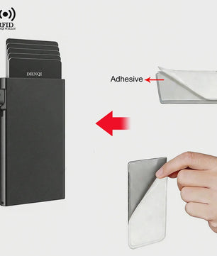 Slanke RFID Kaarthouder Heren - Minimalistisch Metalen Portemonnee met Pop-up Kaartuitwerper
