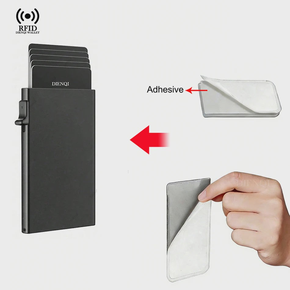 Slanke RFID Kaarthouder Heren - Minimalistisch Metalen Portemonnee met Pop-up Kaartuitwerper