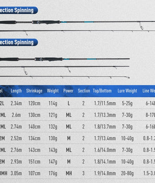 Blue Inshore Spinhengels - Zoutwater Vissen, Licht & Snel, 2-delig