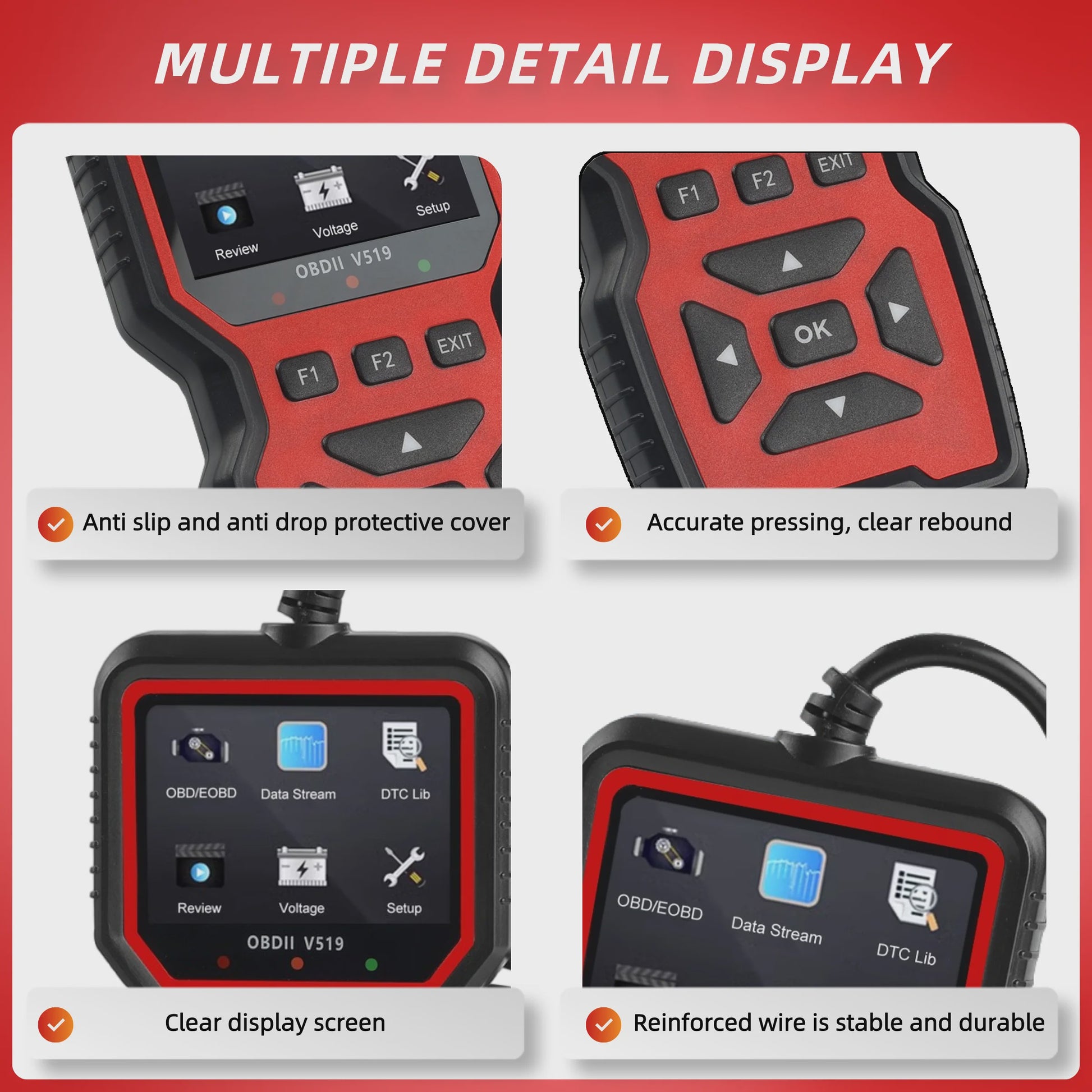 V519 OBD2 Autodiagnose Scanner Tool met Kleurenscherm voor Motorgezondheidscontrole