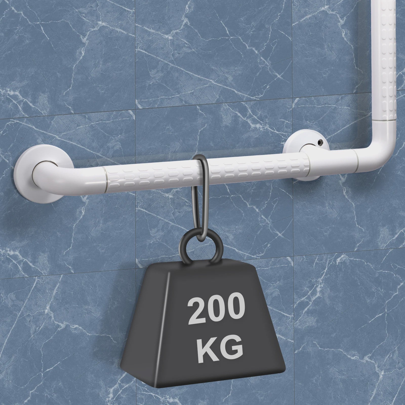 RVS Douchegreep 60x40cm met Antislip & Nachtverlichting - Veiligheid voor Senioren tot 200kg