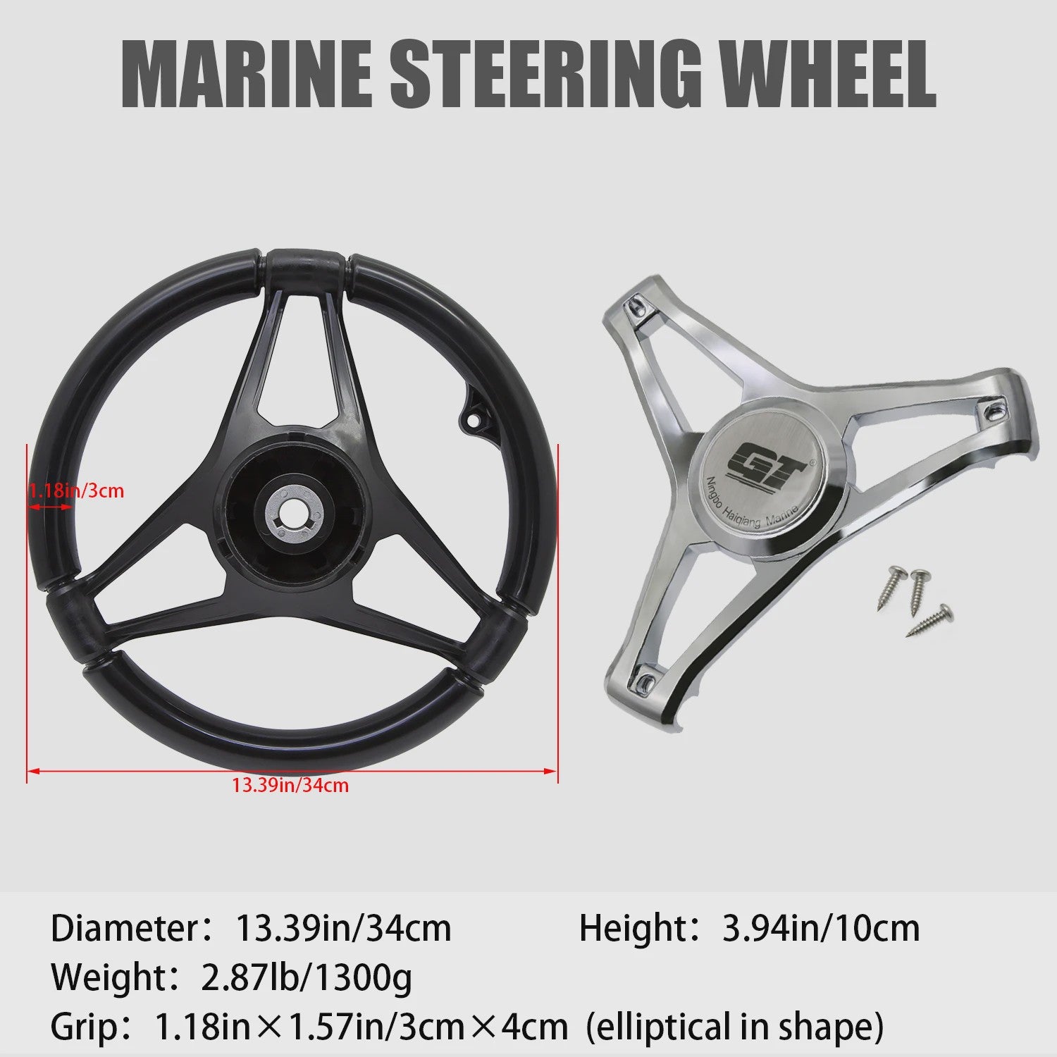 GT Marine Stuurwiel voor Buitenboordmotor - Polyamide & Chroom