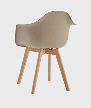 Set van 2 Retro Moderne Eetkamerstoelen met Armleuningen - Kunststof & Beukenhout