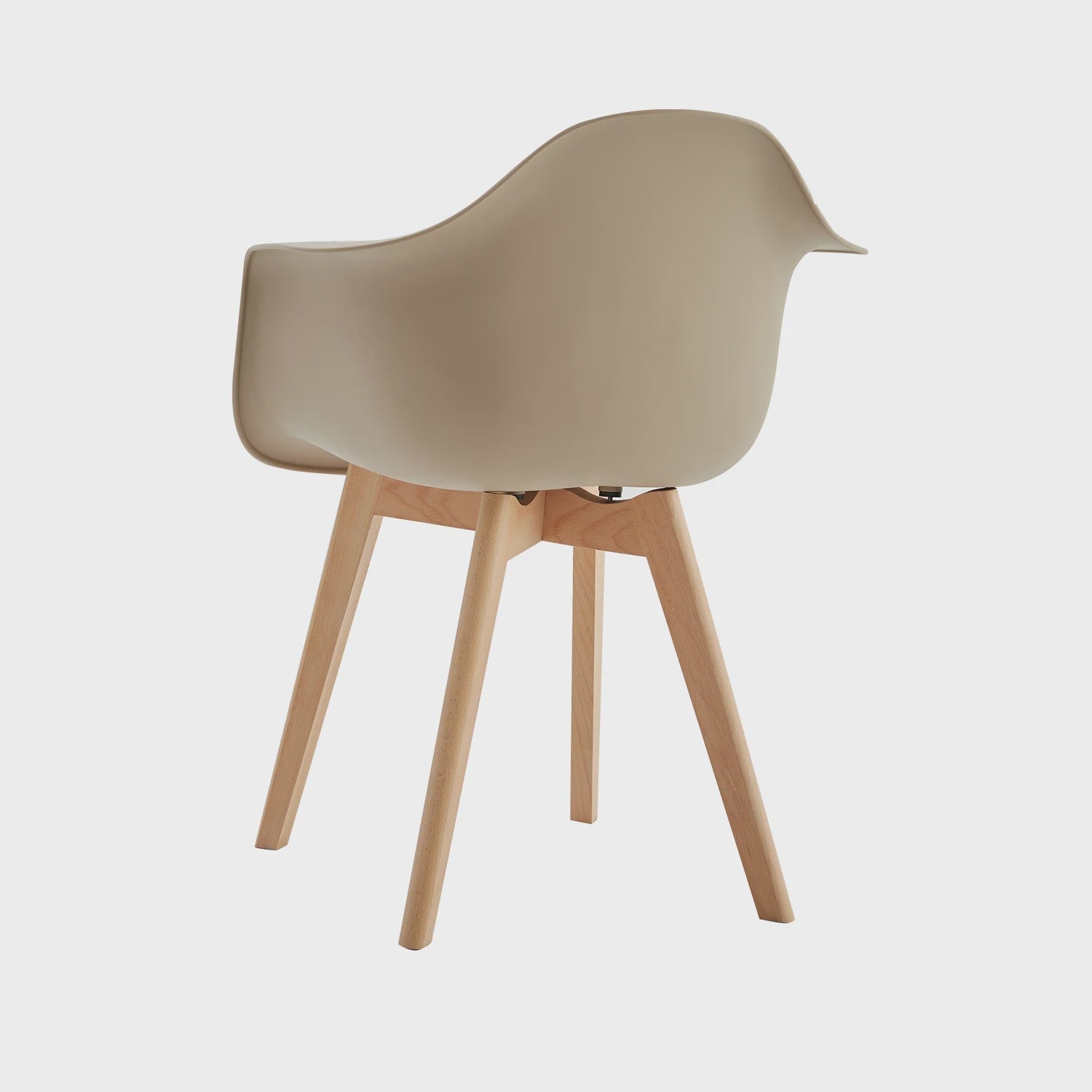 Set van 2 Retro Moderne Eetkamerstoelen met Armleuningen - Kunststof & Beukenhout