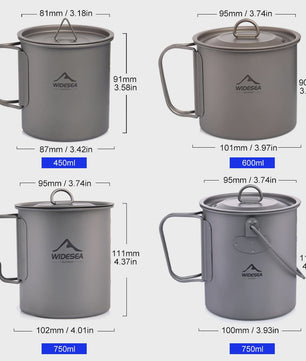 Widesea Titanium Camping Mok - Lichtgewicht & Duurzaam Outdoor Tafelgerei