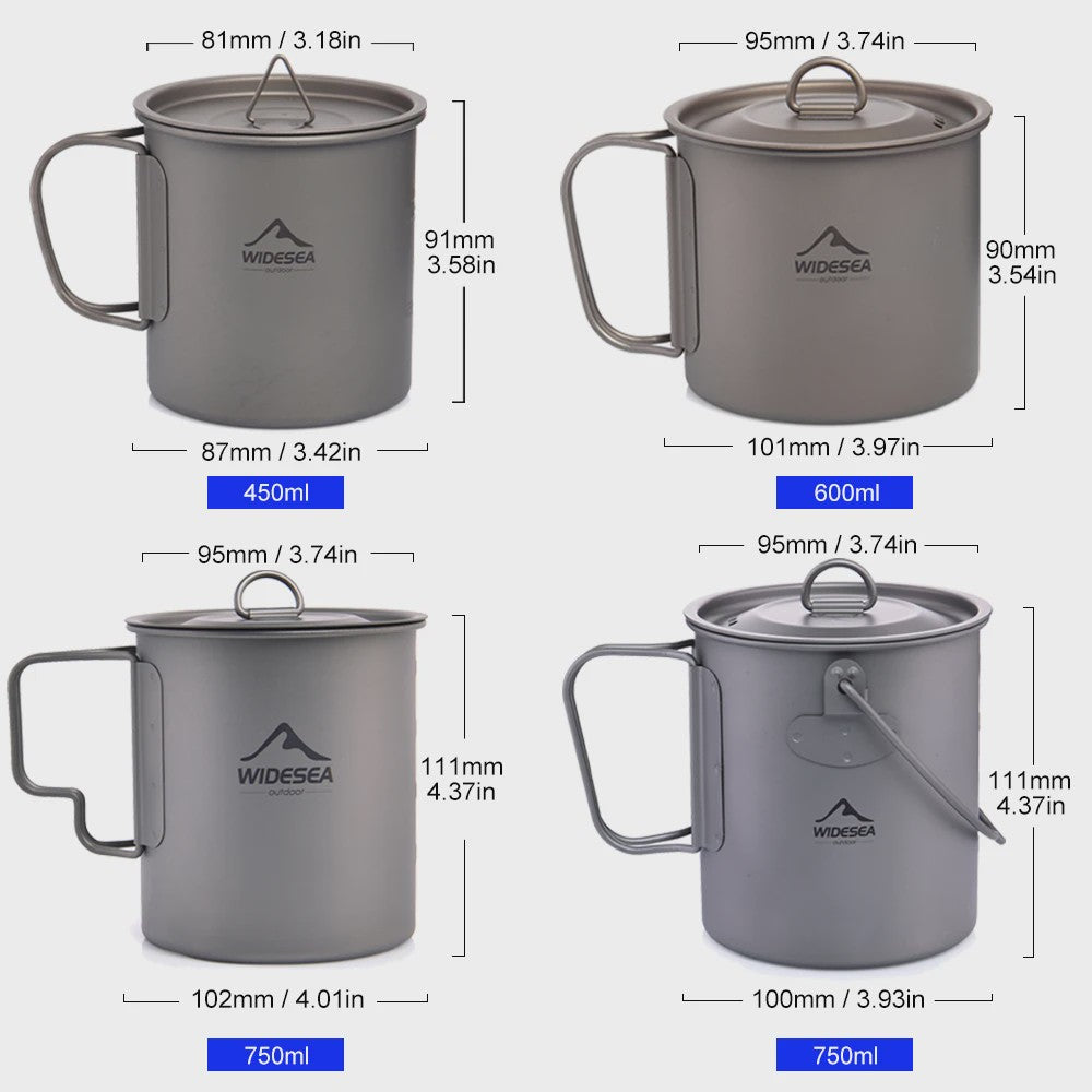 Widesea Titanium Camping Mok - Lichtgewicht & Duurzaam Outdoor Tafelgerei