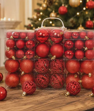 100 Delige Kerstballen Set Rood - Diverse Maten (3/4/6 cm)
