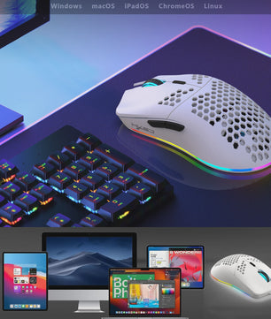 HXSJ T66 Gaming Muis: Draadloos, RGB, 10000DPI, 3 Modi (USB, 2.4G, BT 5.3), Macro Programmeerbaar