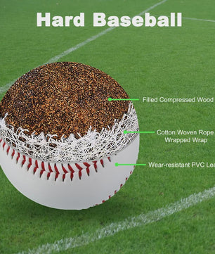 Set van 6 Harde Baseballs - Standaard Maat, Leer, Oefen & Trainingsballen