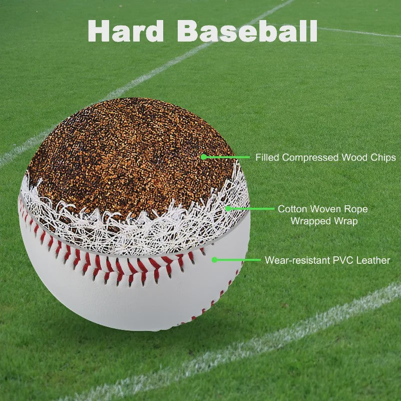 Set van 6 Harde Baseballs - Standaard Maat, Leer, Oefen & Trainingsballen