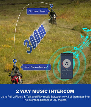Kebidumei YP10 2X Motorhelm Intercom Headset - Bluetooth 5.3, 300m Bereik, Waterdicht