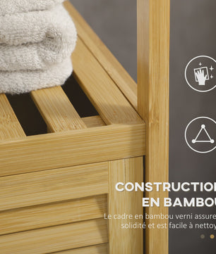 Bamboe Badkamermeubel met Kastje en Open Planken - 33x36.5x67 cm