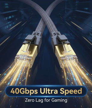 CAT8 Ethernet Kabel 40Gbps - Dubbel Afgeschermd, Gevlochten Nylon, Vergulde RJ45