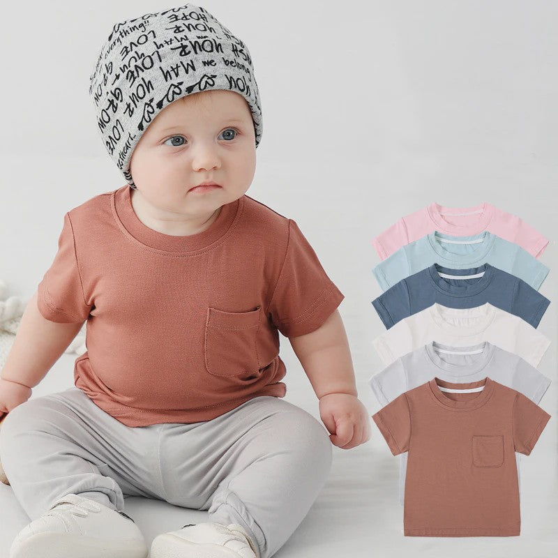 Zomer T-shirt Bamboe Vezel voor Baby Jongens & Meisjes - Kortmouw, Ronde Hals