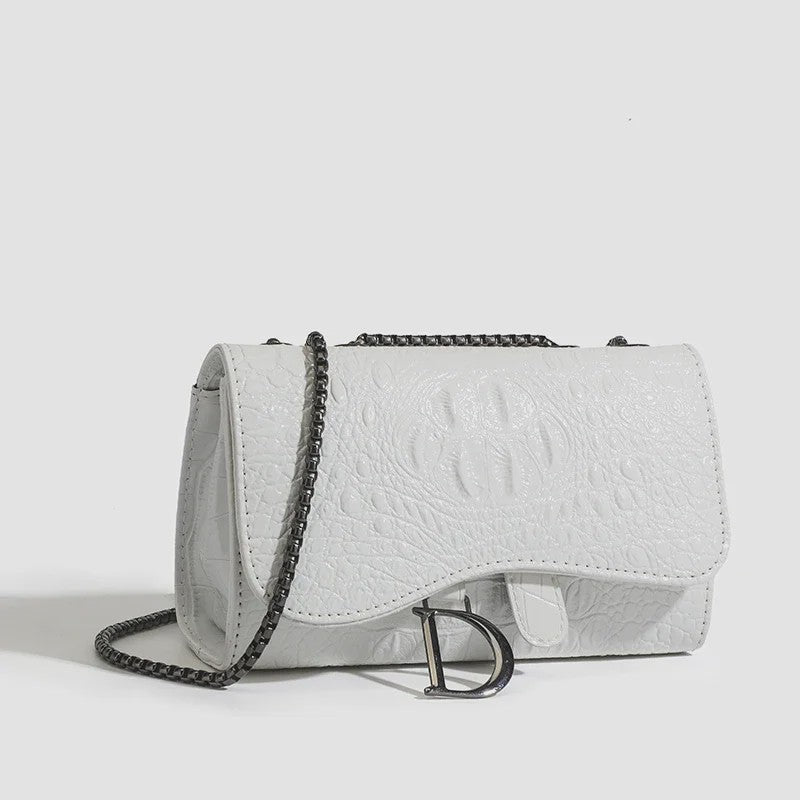 Chique Dames Croco Print Tas met Paillettenketting - Crossbody & Schoudertas voor Avondfeesten