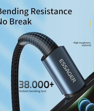 Essager PD 100W Type C naar C Kabel - Snel Opladen & Data voor Telefoon, Laptop, iPad