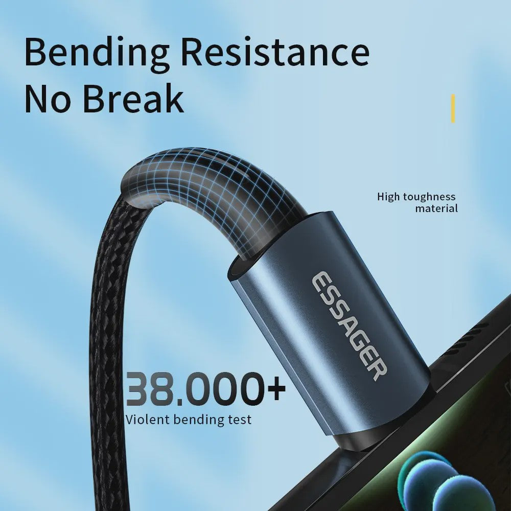 Essager PD 100W Type C naar C Kabel - Snel Opladen & Data voor Telefoon, Laptop, iPad