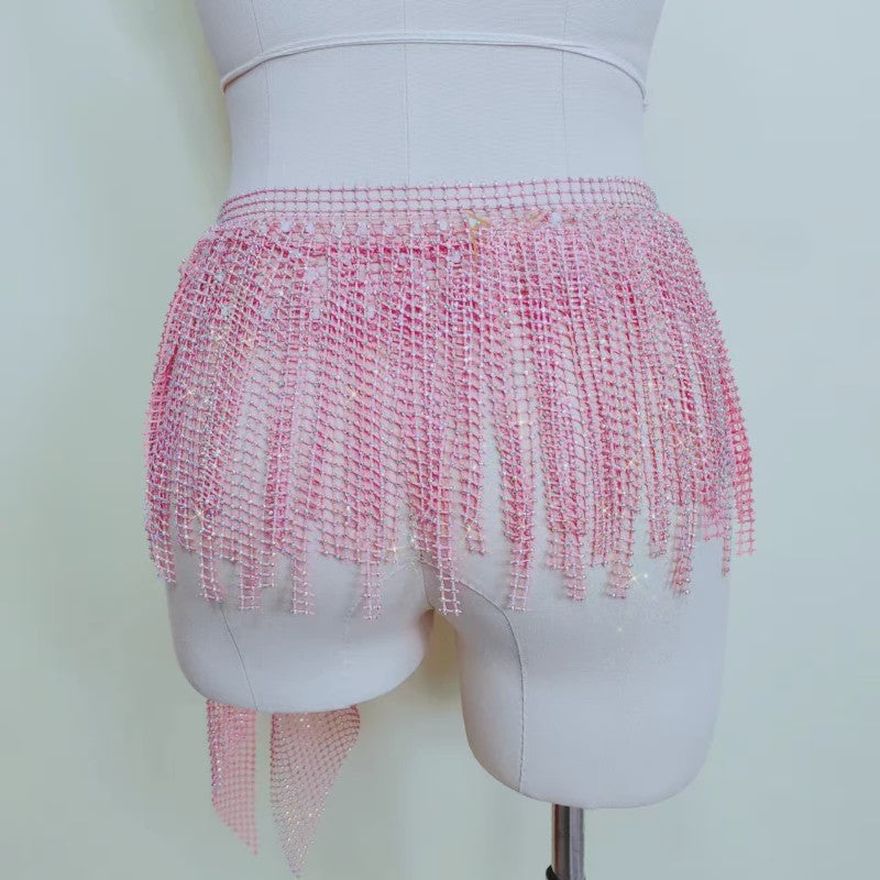 Glanzende Buikdans Heupsjaal met Strass Steentjes - Dansgordel voor Oosterse Dans & Outfit