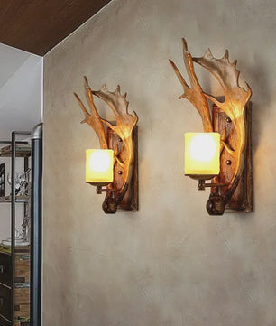 Retro Herten Gewei Wandlamp - Industriële Sfeer voor Woonkamer & Slaapkamer