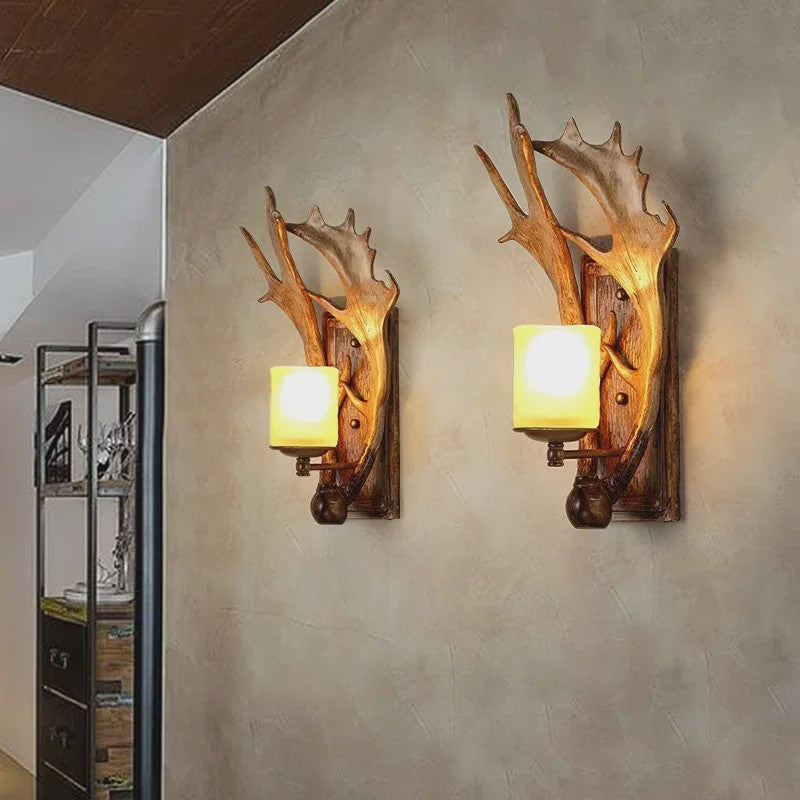 Retro Herten Gewei Wandlamp - Industriële Sfeer voor Woonkamer & Slaapkamer