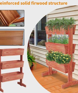 Verticale Plantenbak Hout 4 Lagen - Verhoogd Tuinbed voor Kruiden & Groenten