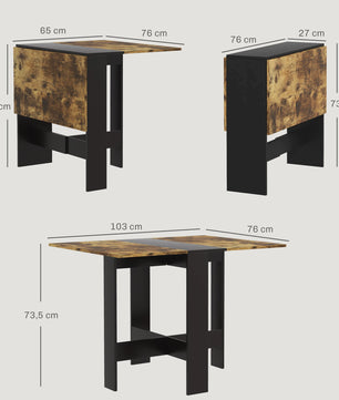 Homcom Klaptafel met 2 Uitklapbare Vleugels - 103x76x73.5 cm - Veelkleurig