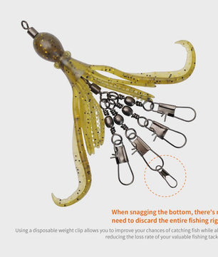 Set van 2 Siliconen Octopus Vishaas Connectoren met Swivels en Haken