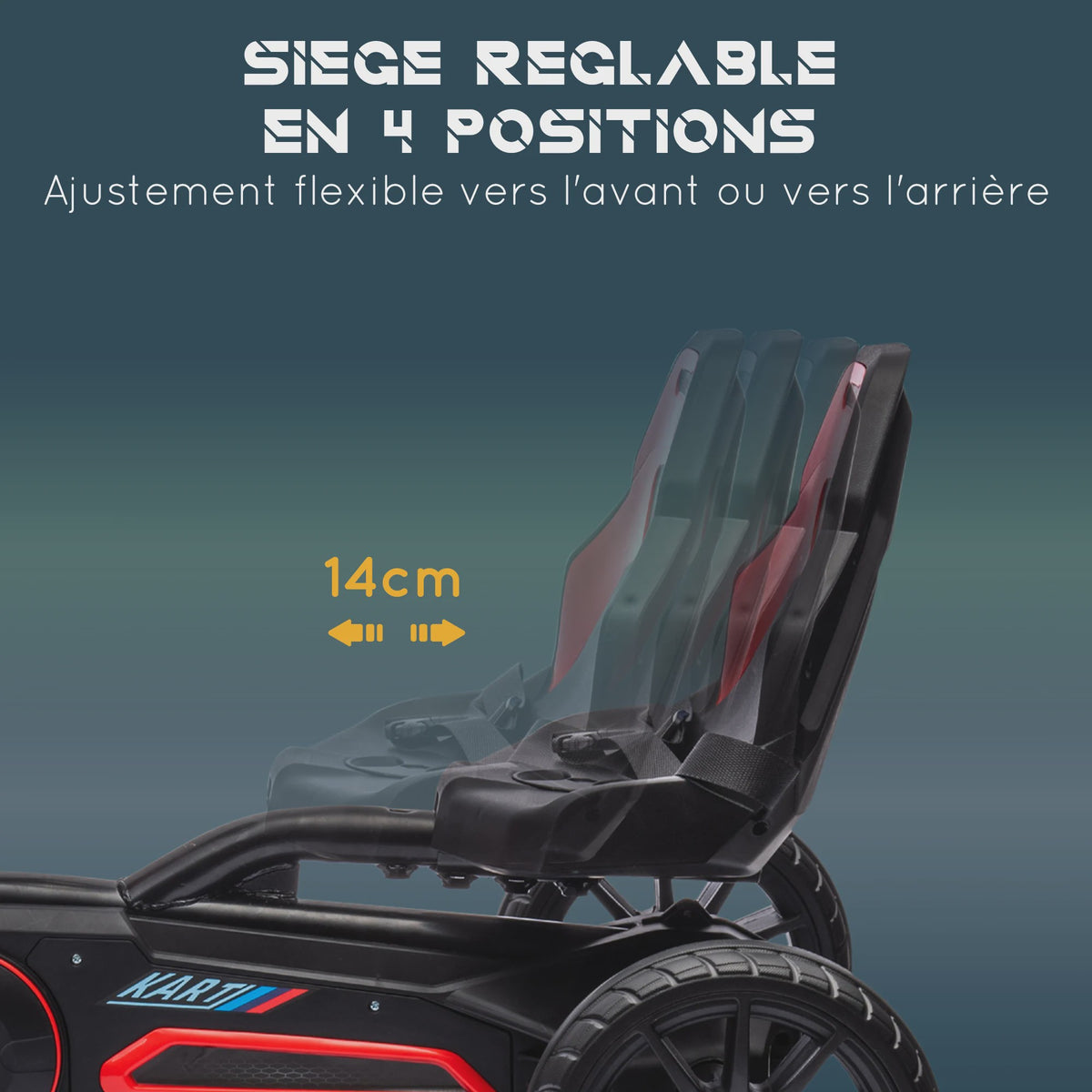 Kinder Trappen Go-Kart met Verstelbare Stoel en Stille EVA Wielen