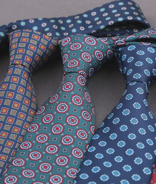 Klassieke Heren Strikdas - Imitatie Zijde met Polka Dot & Bloemendessin