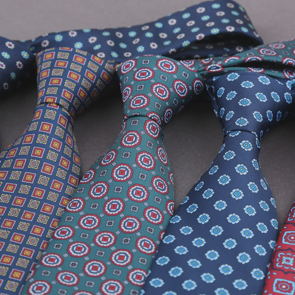 Klassieke Heren Strikdas - Imitatie Zijde met Polka Dot & Bloemendessin