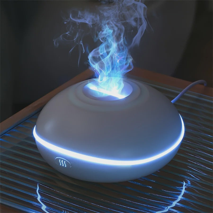 Vlam Luchtbevochtiger met Aroma Diffuser en Kleurrijk Nachtlampje