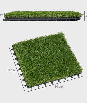 Outsunny Kunstgras Tegels Set van 10 - 30x30 cm - Comfortabel en Groen