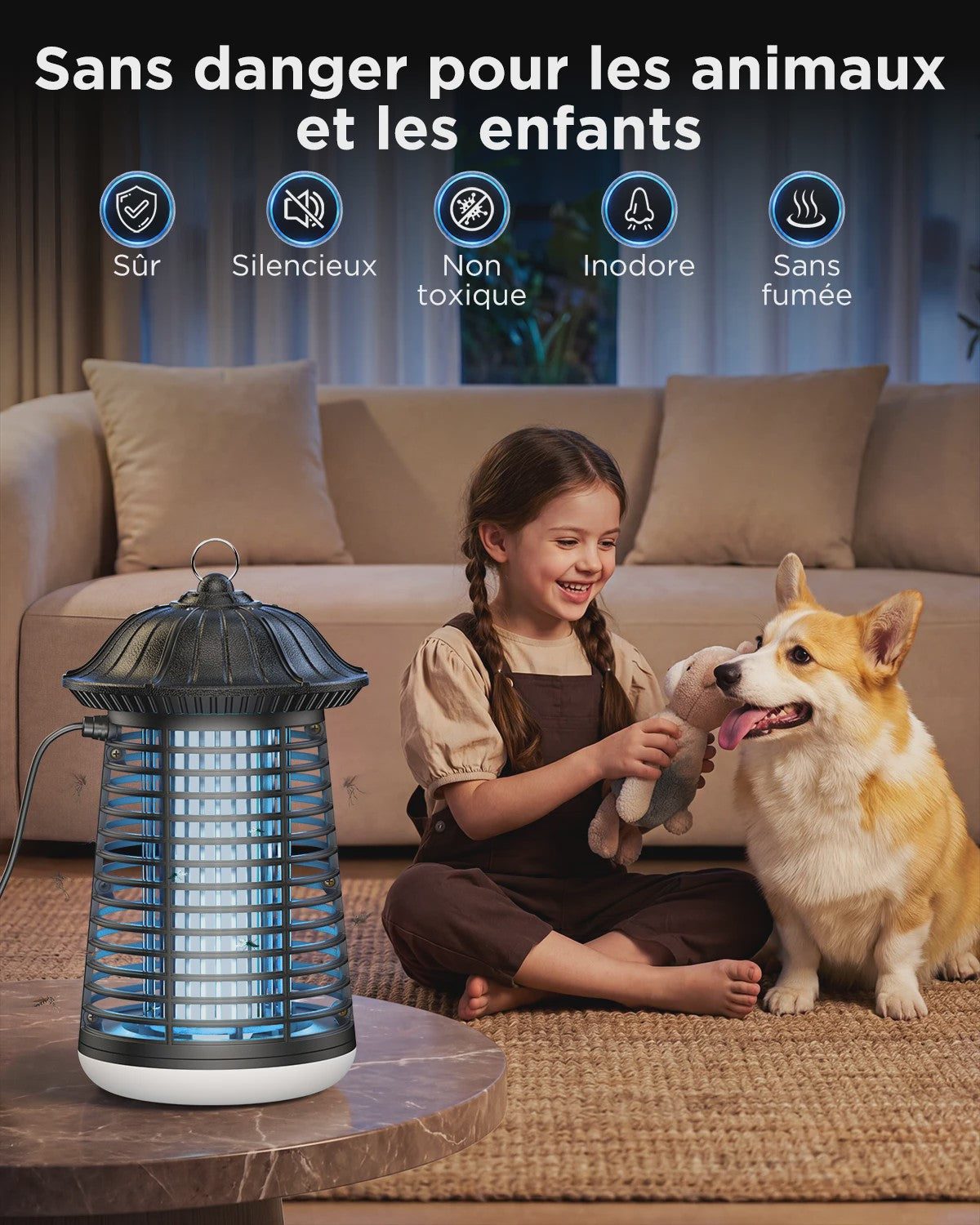 Elektrische Insectenlamp 4200V met LED - Muggenverjager voor Binnen & Buiten